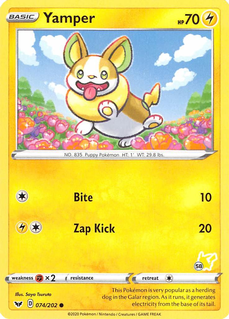 Yamper (074/202) (Pikachu Stamp #58) [Battle Academy 2022] | Exor Games Summserside