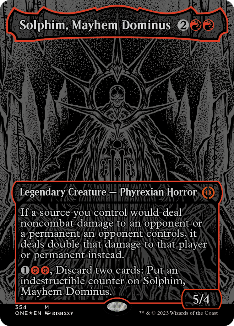 Solphim, Mayhem Dominus (Oil Slick Raised Foil) [Phyrexia: All Will Be One] | Exor Games Summserside