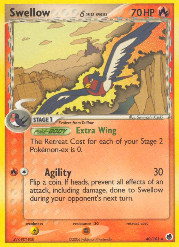 Swellow (40/101) (Delta Species) [EX: Dragon Frontiers] | Exor Games Summserside