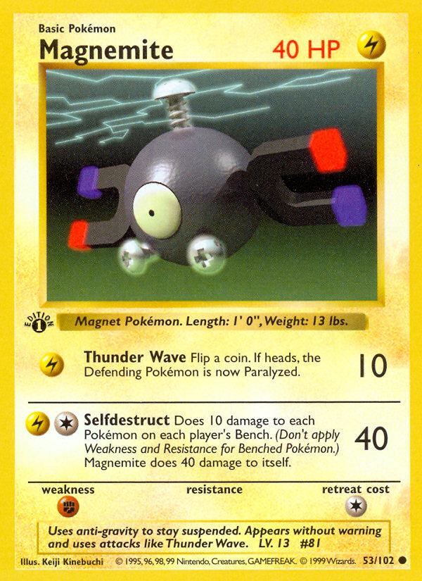 Magnemite (53/102) (Shadowless) [Base Set 1st Edition] | Exor Games Summserside