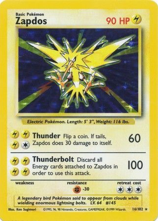 Zapdos (16/102) [Base Set Unlimited] | Exor Games Summserside