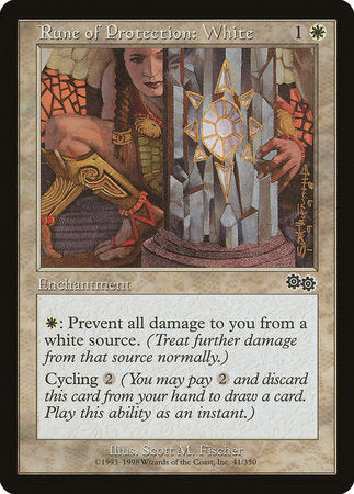 Rune of Protection: White [Urza's Saga] | Exor Games Summserside