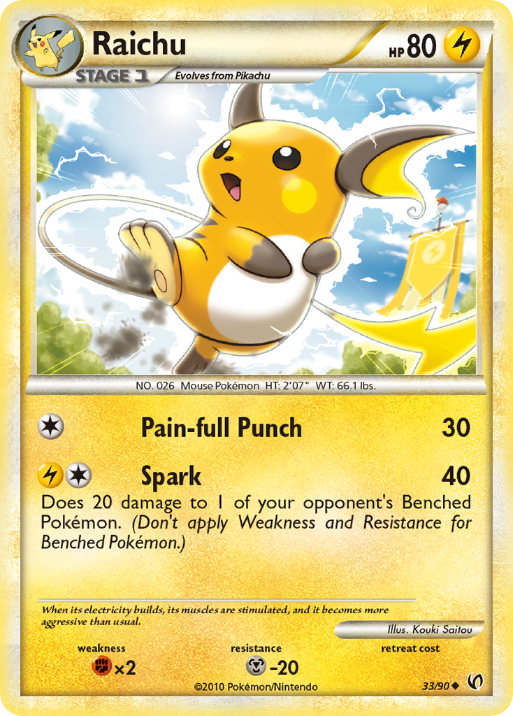 Raichu (33/90) [HeartGold & SoulSilver: Undaunted] | Exor Games Summserside