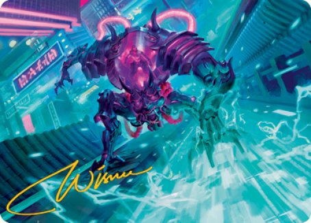 Surgehacker Mech Art Card (Gold-Stamped Signature) [Kamigawa: Neon Dynasty Art Series] | Exor Games Summserside