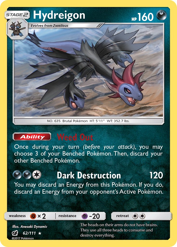 Hydreigon (62/111) (Cracked Ice Holo) (Theme Deck Exclusive) [Sun & Moon: Crimson Invasion] | Exor Games Summserside