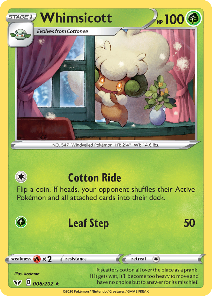 Whimsicott (006/202) [Sword & Shield: Base Set] | Exor Games Summserside