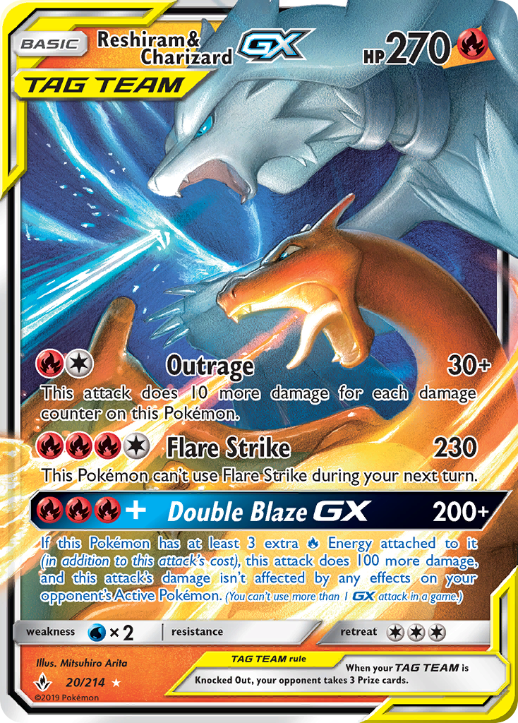 Reshiram & Charizard GX (20/214) [Sun & Moon: Unbroken Bonds] | Exor Games Summserside