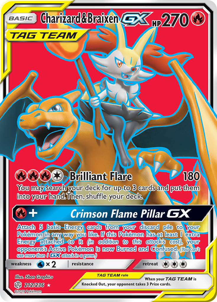 Charizard & Braixen GX (212/236) [Sun & Moon: Cosmic Eclipse] | Exor Games Summserside