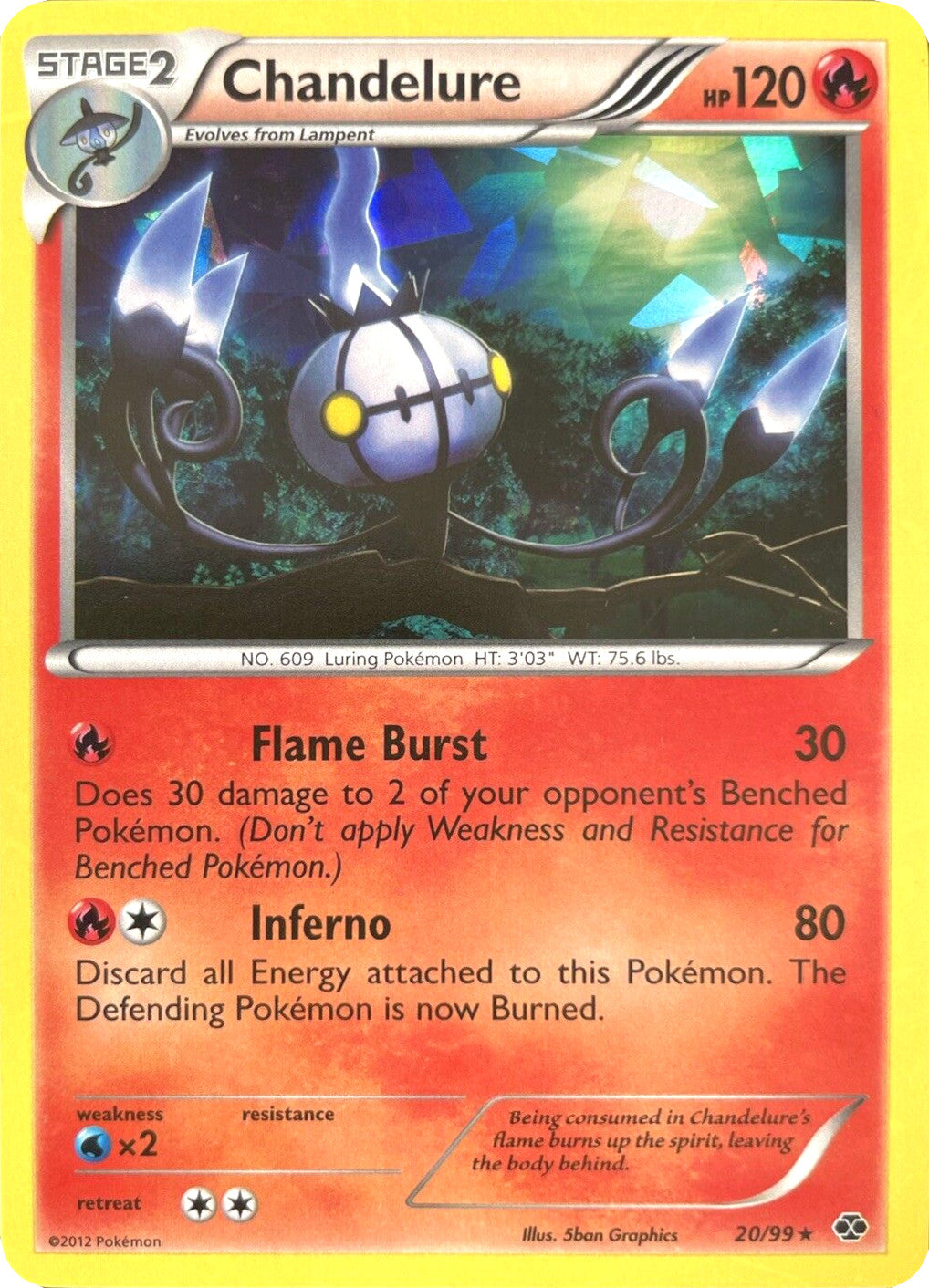 Chandelure (20/99) (Cracked Ice Holo) [Black & White: Next Destinies] | Exor Games Summserside