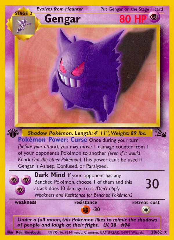 Gengar (20/62) [Fossil 1st Edition] | Exor Games Summserside