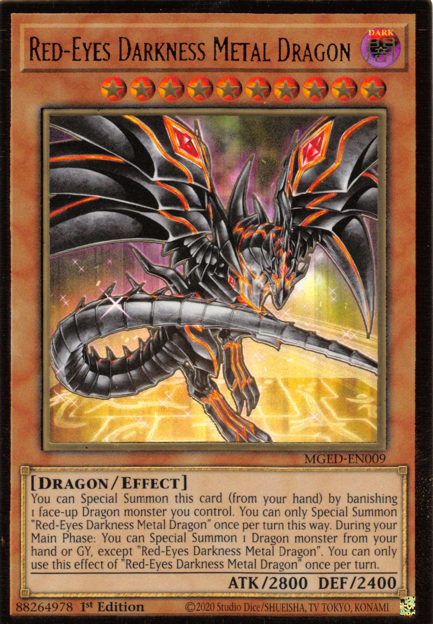 Red-Eyes Darkness Metal Dragon (Alternate Art) [MGED-EN009] Gold Rare | Exor Games Summserside