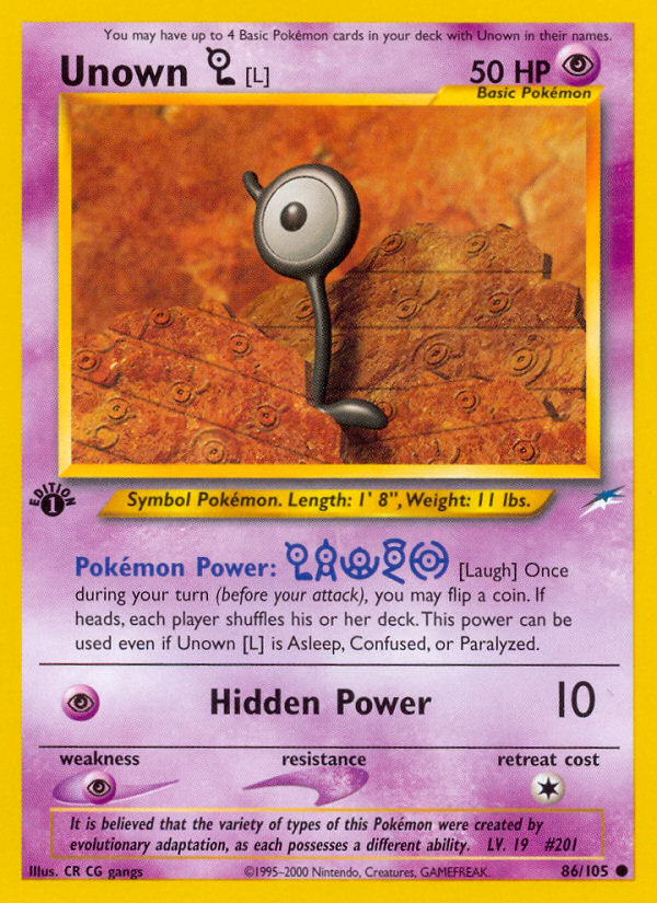 Unown [L] (86/105) [Neo Destiny 1st Edition] | Exor Games Summserside