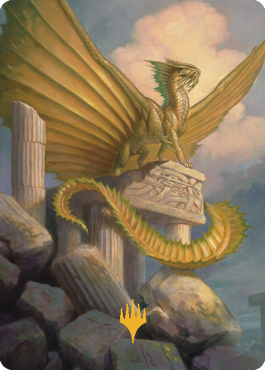 Ancient Gold Dragon Art Card (05) (Gold-Stamped Signature) [Commander Legends: Battle for Baldur's Gate Art Series] | Exor Games Summserside