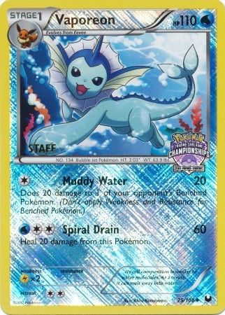 Vaporeon (25/108) (State Province Championship 2013 Promo Staff) [Black & White: Dark Explorers] | Exor Games Summserside