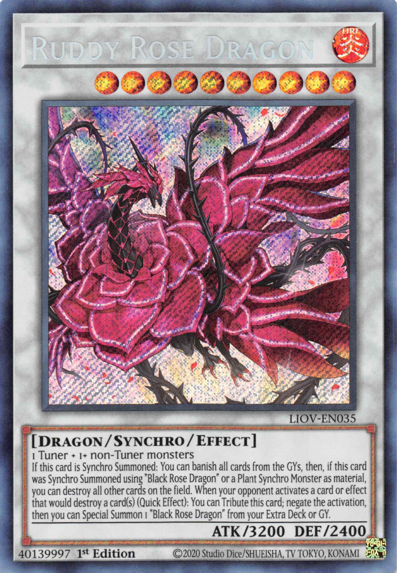 Ruddy Rose Dragon [LIOV-EN035] Secret Rare | Exor Games Summserside