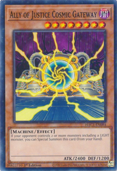 Ally of Justice Cosmic Gateway (Duel Terminal) [HAC1-EN084] Parallel Rare | Exor Games Summserside