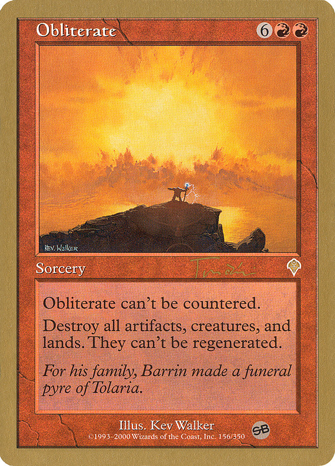 Obliterate (Jan Tomcani) (SB) [World Championship Decks 2001] | Exor Games Summserside