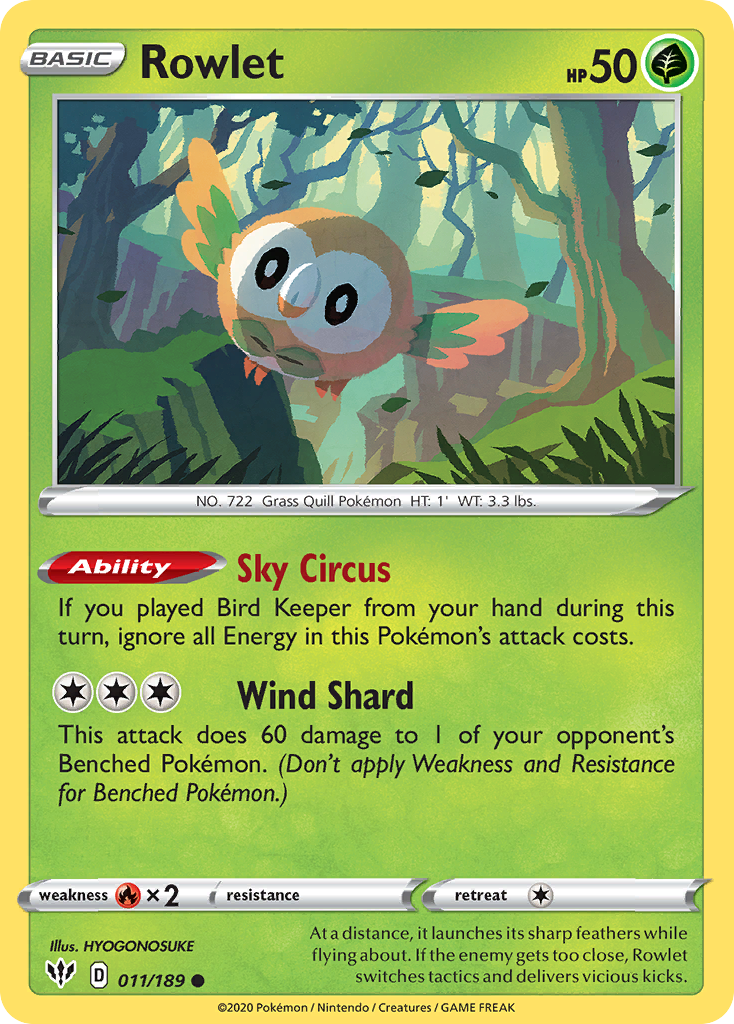 Rowlet (011/189) [Sword & Shield: Darkness Ablaze] | Exor Games Summserside