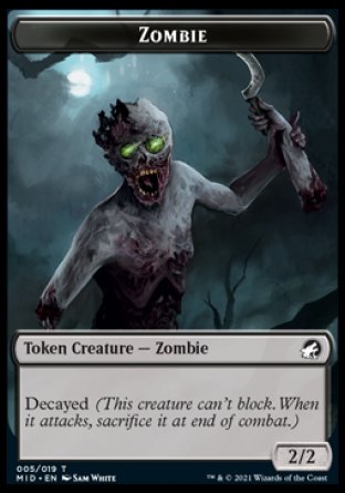 Zombie (005) // Bat Double-sided Token [Innistrad: Midnight Hunt Tokens] | Exor Games Summserside