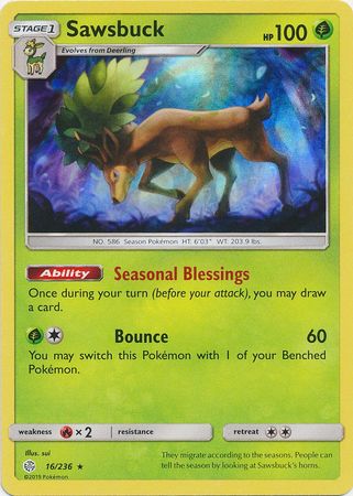 Sawsbuck (16/236) (Build & Battle Box Exclusive) [Sun & Moon: Cosmic Eclipse] | Exor Games Summserside