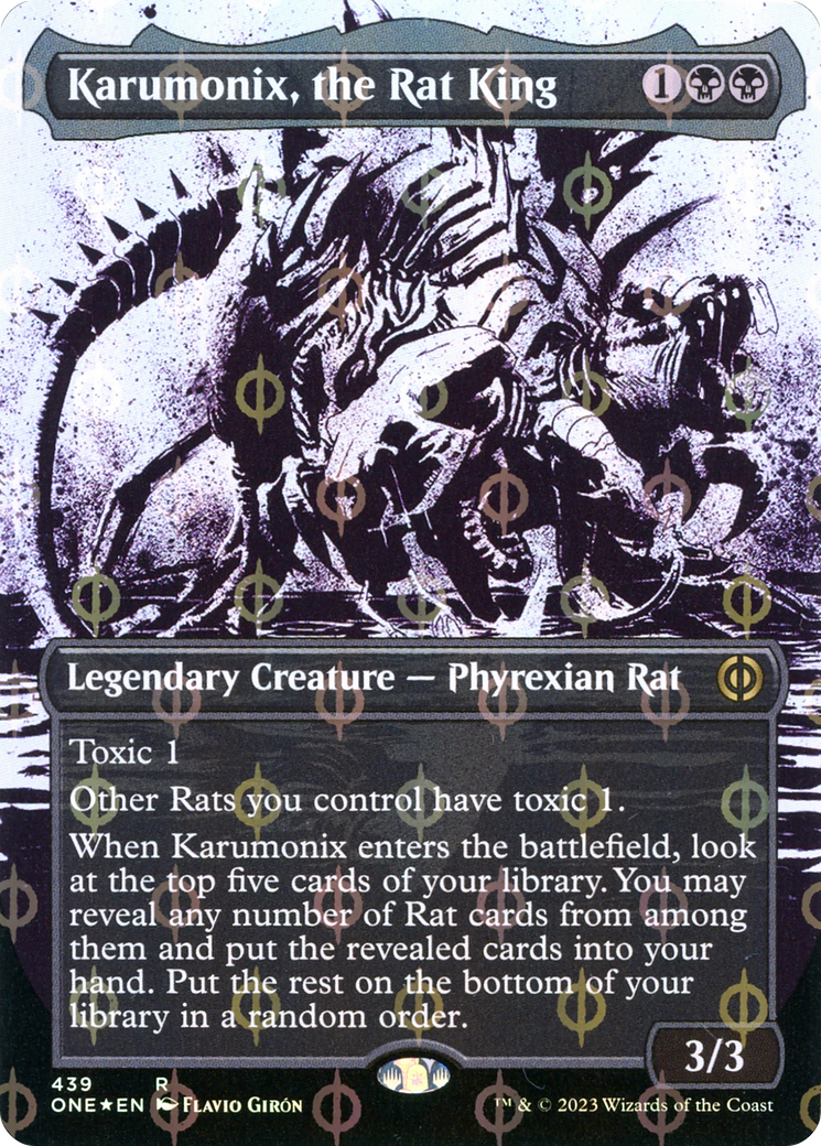 Karumonix, the Rat King (Borderless Ichor Step-and-Compleat Foil) [Phyrexia: All Will Be One] | Exor Games Summserside