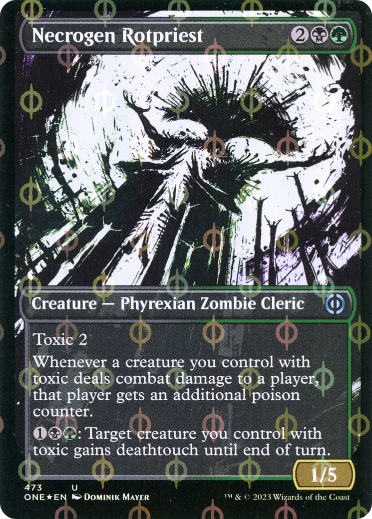 Necrogen Rotpriest (Borderless Ichor Step-and-Compleat Foil) [Phyrexia: All Will Be One] | Exor Games Summserside