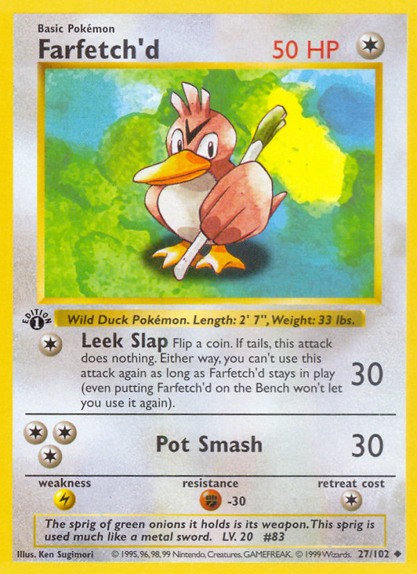 Farfetch'd (27/102) (Shadowless) [Base Set 1st Edition] | Exor Games Summserside