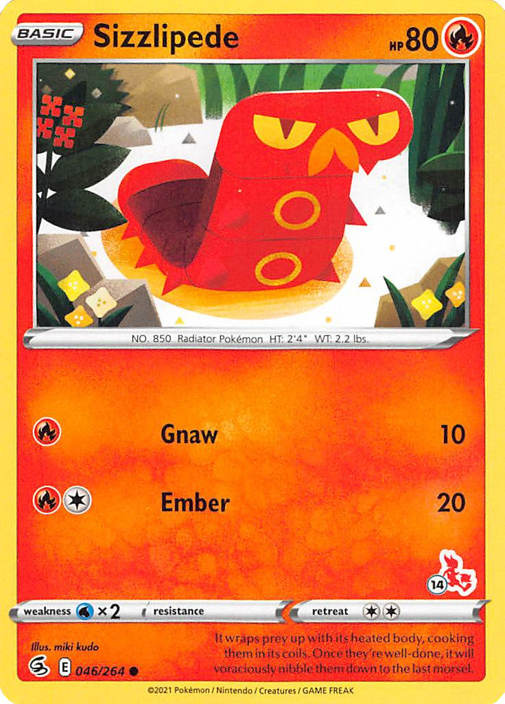 Sizzlipede (046/264) (Cinderace Stamp #14) [Battle Academy 2022] | Exor Games Summserside