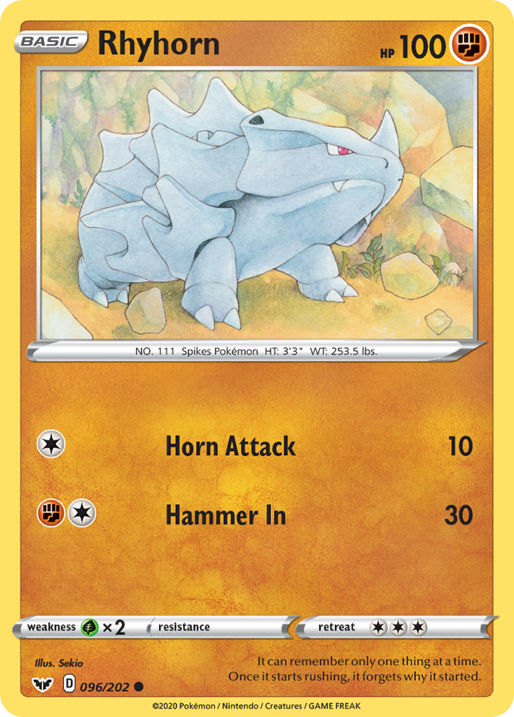 Rhyhorn (096/202) [Sword & Shield: Base Set] | Exor Games Summserside