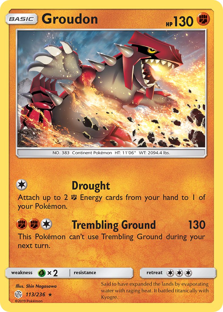 Groudon (113/236) (Cracked Ice Holo) (Theme Deck Exclusive) [Sun & Moon: Cosmic Eclipse] | Exor Games Summserside