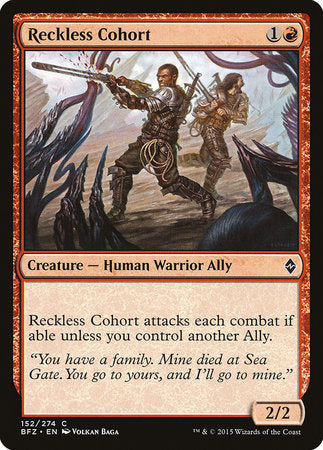 Reckless Cohort [Battle for Zendikar] | Exor Games Summserside
