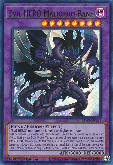 Evil HERO Malicious Bane [LDS3-EN033] Ultra Rare | Exor Games Summserside