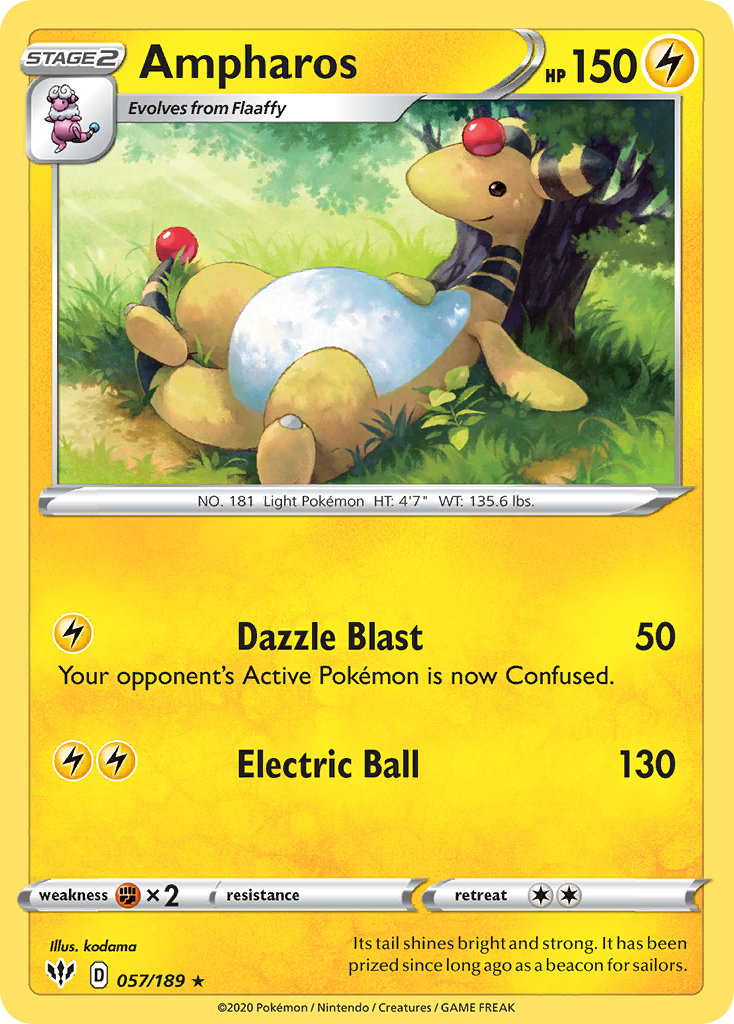 Ampharos (057/189) [Sword & Shield: Darkness Ablaze] | Exor Games Summserside