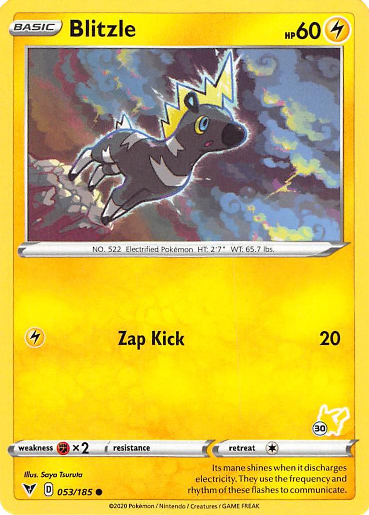 Blitzle (053/185) (Pikachu Stamp #30) [Battle Academy 2022] | Exor Games Summserside