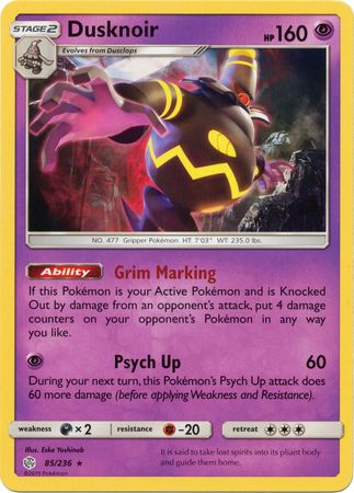 Dusknoir (85/236) (Theme Deck Exclusive) [Sun & Moon: Cosmic Eclipse] | Exor Games Summserside