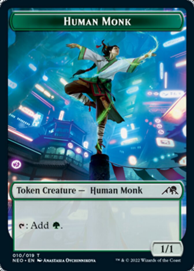 Spirit (002) // Human Monk Double-sided Token [Kamigawa: Neon Dynasty Tokens] | Exor Games Summserside