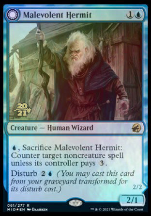 Malevolent Hermit // Benevolent Geist [Innistrad: Midnight Hunt Prerelease Promos] | Exor Games Summserside