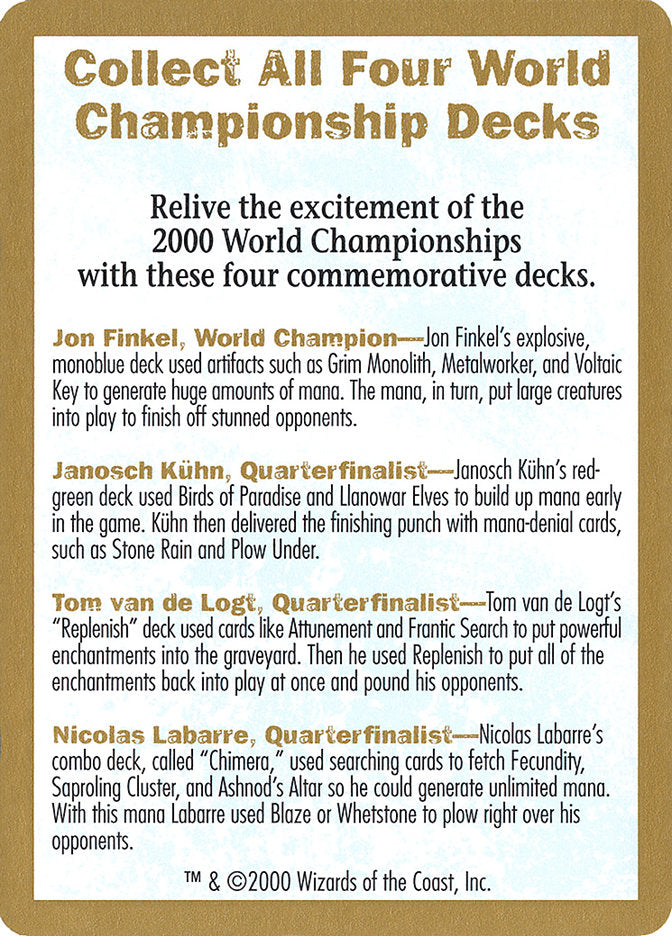 2000 World Championships Ad [World Championship Decks 2000] | Exor Games Summserside