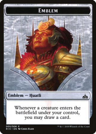 Emblem - Huatli [Rivals of Ixalan Tokens] | Exor Games Summserside