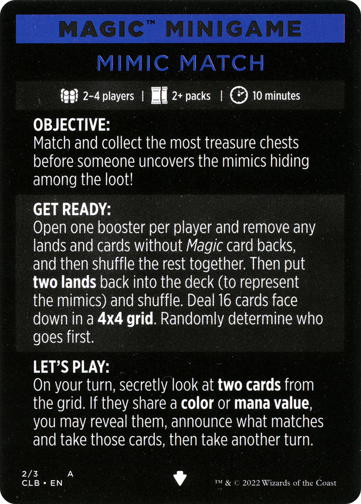 Mimic Match (Magic Minigame) [Commander Legends: Battle for Baldur's Gate Minigame] | Exor Games Summserside