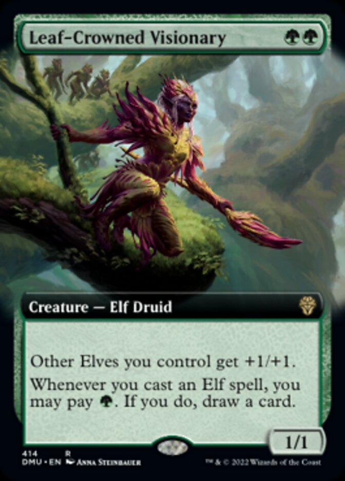 Leaf-Crowned Visionary (Extended Art) [Dominaria United] | Exor Games Summserside