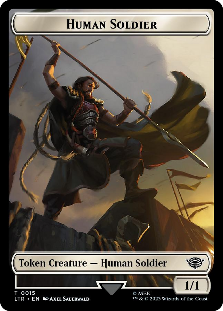 Human Soldier (0015) // Food (0024) Double-Sided Token (Surge Foil) [The Lord of the Rings: Tales of Middle-Earth Tokens] | Exor Games Summserside