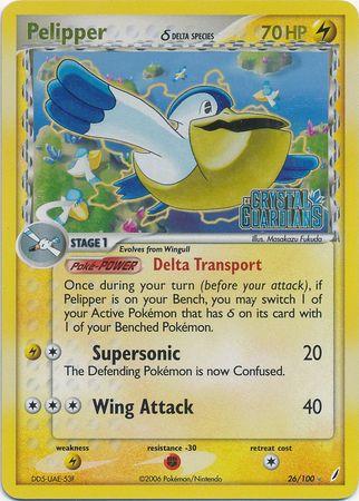 Pelipper (26/100) (Delta Species) (Stamped) [EX: Crystal Guardians] | Exor Games Summserside