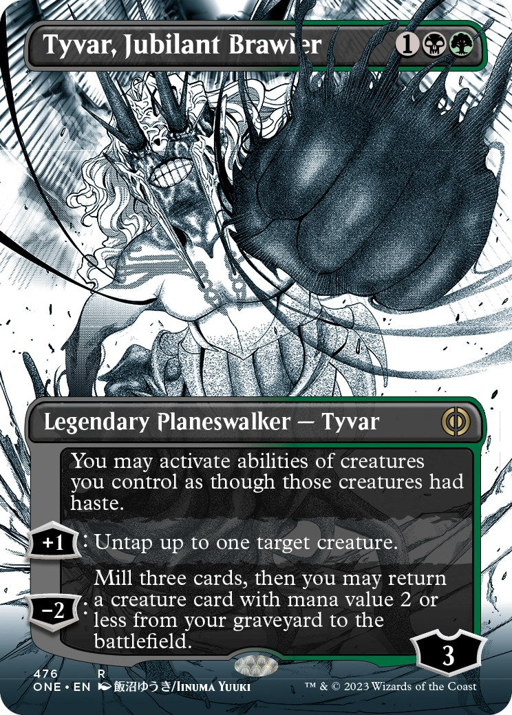 Tyvar, Jubilant Brawler (Borderless Manga Step-and-Compleat Foil) [Phyrexia: All Will Be One] | Exor Games Summserside