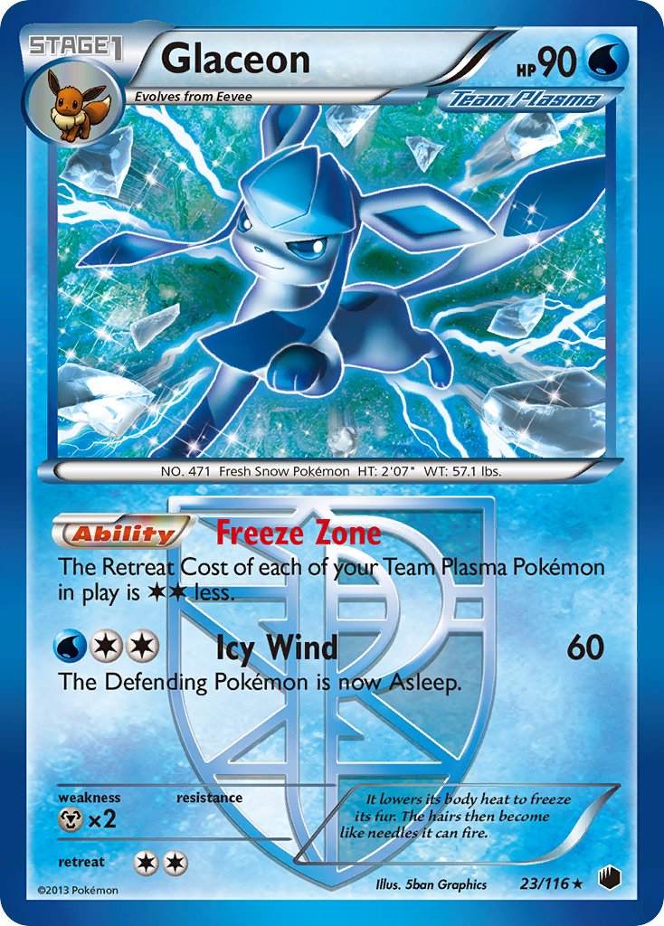 Glaceon (23/116) (Theme Deck Exclusive) [Black & White: Plasma Freeze] | Exor Games Summserside