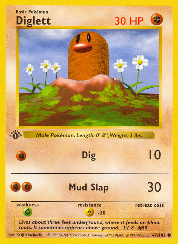 Diglett (47/102) (Shadowless) [Base Set 1st Edition] | Exor Games Summserside