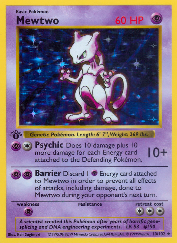 Mewtwo (10/102) (Shadowless) [Base Set 1st Edition] | Exor Games Summserside