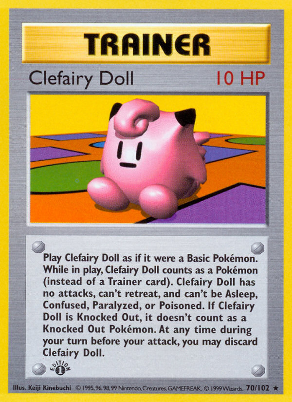 Clefairy Doll (70/102) (Shadowless) [Base Set 1st Edition] | Exor Games Summserside