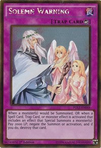 Solemn Warning [PGL2-EN068] Gold Rare | Exor Games Summserside