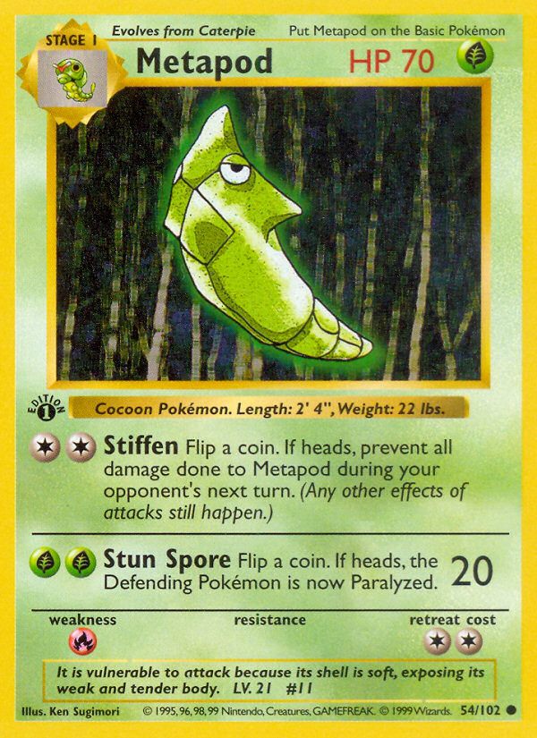 Metapod (54/102) (Shadowless) [Base Set 1st Edition] | Exor Games Summserside